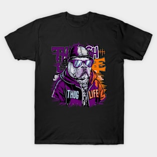 Thug Life Dog Design in Bold Colors T-Shirt